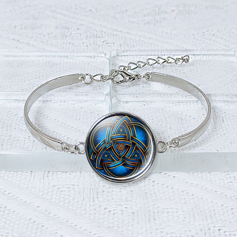 Women's Blue Intertwined Pattern Glass Bracelet
